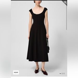 STAUD Noir Cap Sleeve Midi Dress